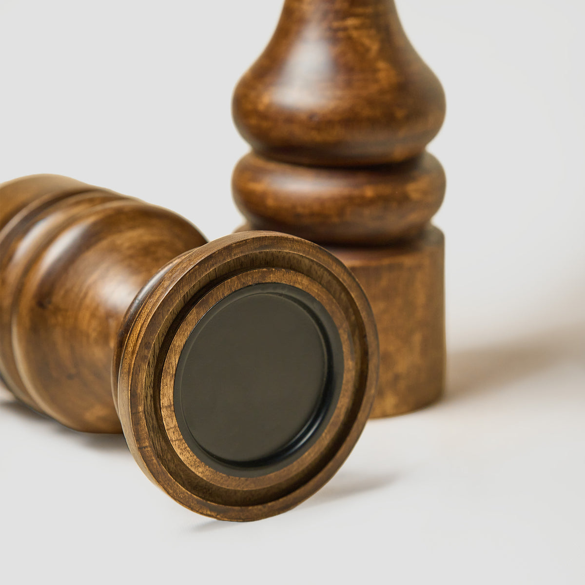 Wooden Pillar Candle Stands with Glass Hurricane