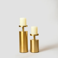 Gold Pillar Candle Stands, Set of 2 — thumbnail