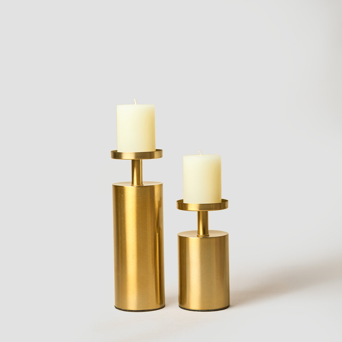 Gold Pillar Candle Stands, Set of 2
