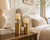 Gold Pillar Candle Stands, Set of 2 — thumbnail