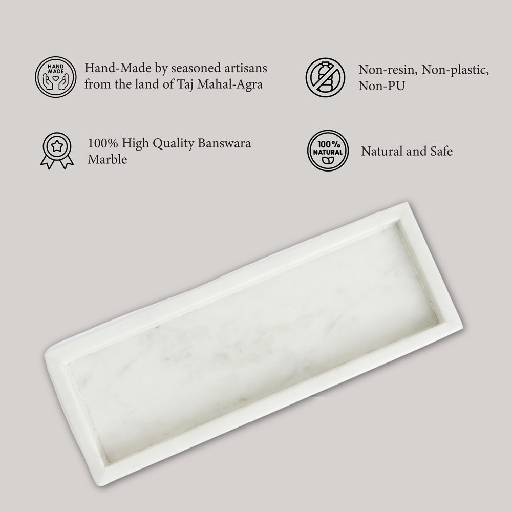 Handcrafted Marble Tray for Vanity, Bathroom & Home Decor