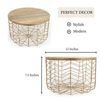 Gold Metal Basket with Wooden Lid — thumbnail