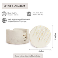 Marble & Mother-of-Pearl Coasters with Brass Inlay — thumbnail