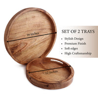 Wooden Round Trays - Set of 2 — thumbnail