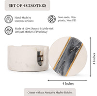 White & Black Marble Coasters with Brass Inlay — thumbnail