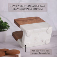 Marble & Acacia Wood Napkin Holder — thumbnail