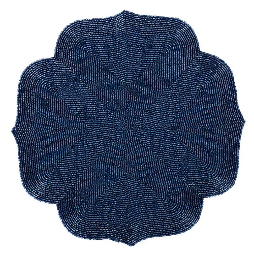 Moroccan Glass Beaded Placemat, Royal Blue, 14 inch