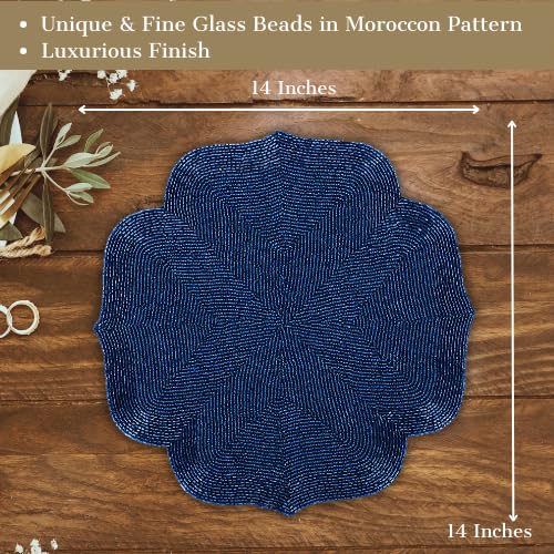 Moroccan Glass Beaded Placemat, Royal Blue, 14 inch