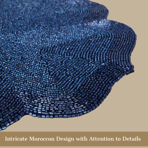 Moroccan Glass Beaded Placemat, Royal Blue, 14 inch