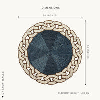 Chain Glass Beaded Round Placemat, Blue & Ivory, 14 inch — thumbnail