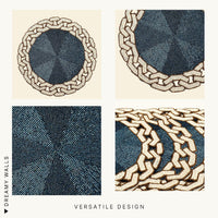 Chain Glass Beaded Round Placemat, Blue & Ivory, 14 inch — thumbnail