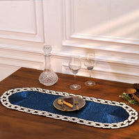 Chain Glass Beaded Table Runner, Blue & Ivory, 35 x 13 inch — thumbnail