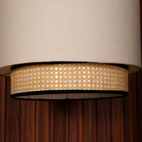 Double Drum Pendant Ceiling Lamp, Ivory with Rattan — thumbnail