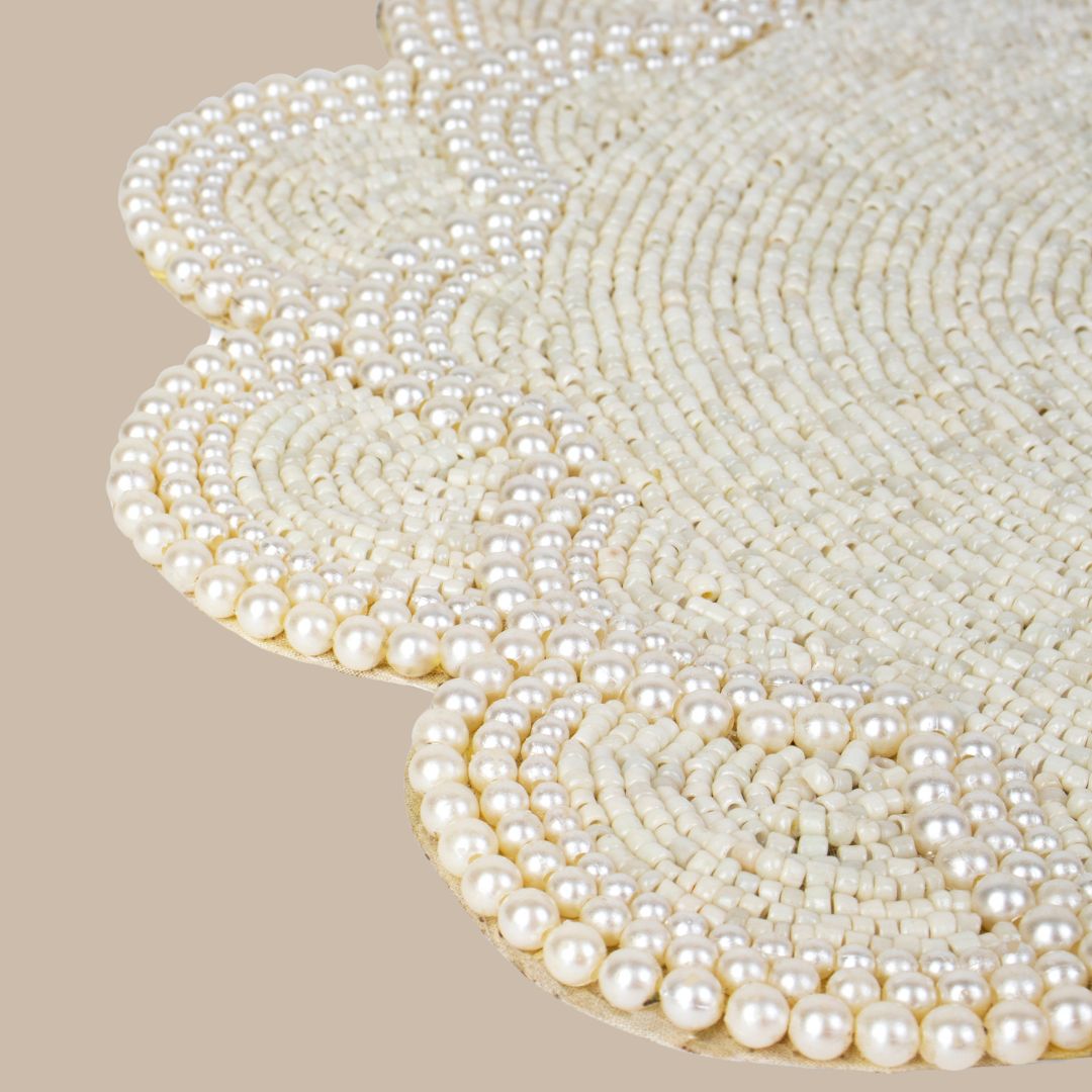 Pearls & Ivory Glass beads Placemats