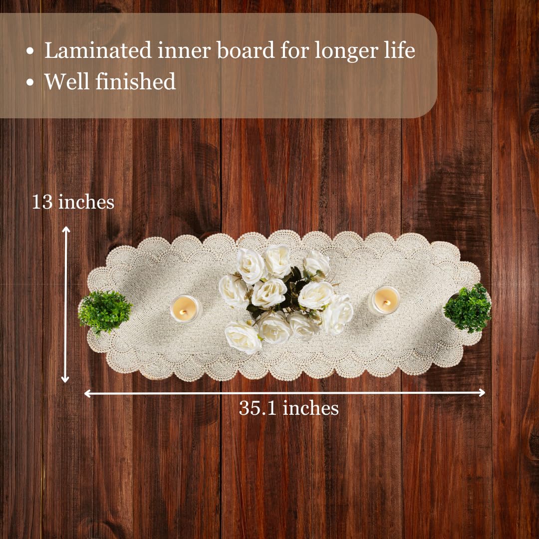 Pearl & Glass Beaded Table Runner, Ivory