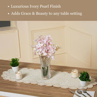 Pearl & Glass Beaded Table Runner, Ivory — thumbnail