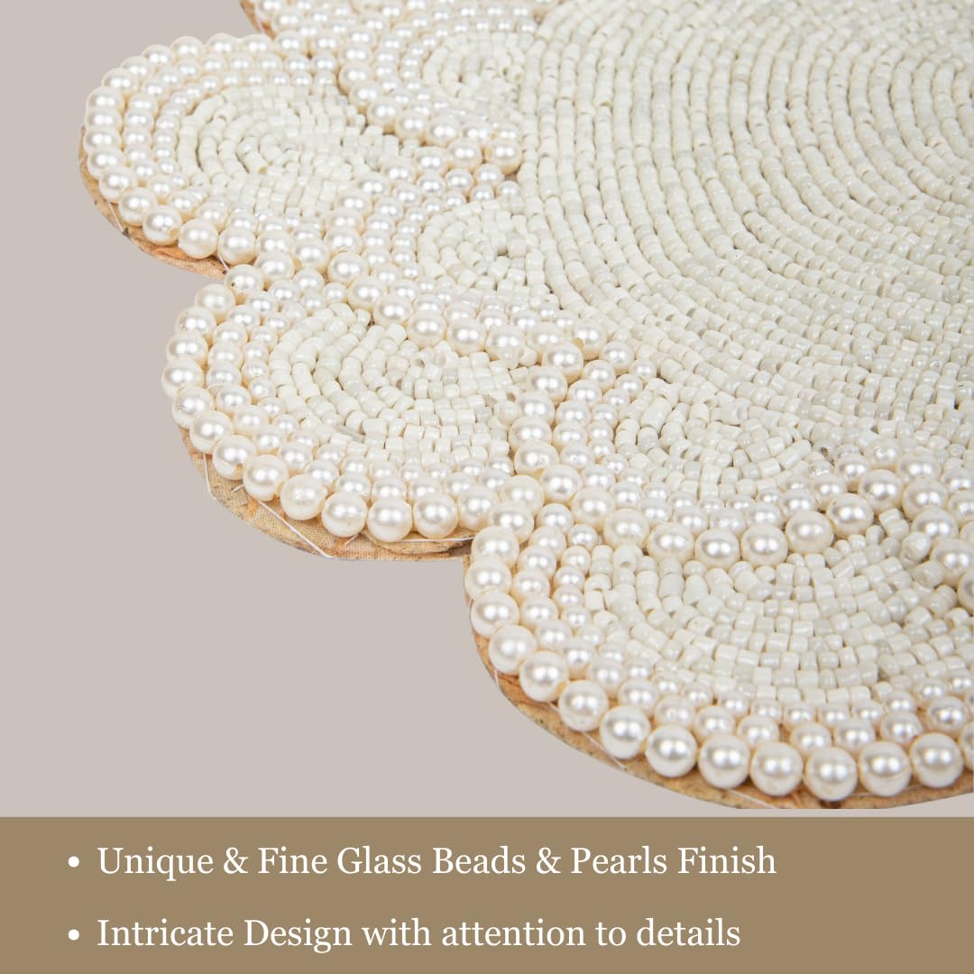 Pearl & Glass Beaded Table Runner, Ivory