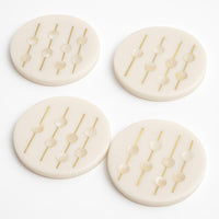 Marble & Mother-of-Pearl Coasters with Brass Inlay, Set of 4 — thumbnail