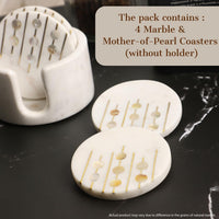 Marble & Mother-of-Pearl Coasters with Brass Inlay, Set of 4 — thumbnail