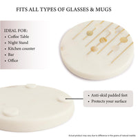 Marble & Mother-of-Pearl Coasters with Brass Inlay, Set of 4 — thumbnail