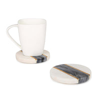 Black & White Marble Coasters with Brass Inlay, Set of 4 — thumbnail