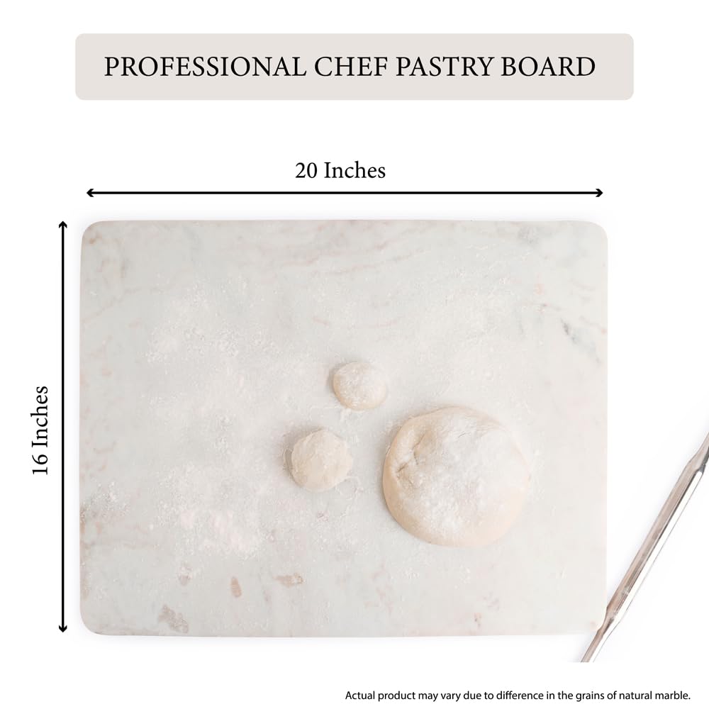 Large White Marble Pastry Board with Handles