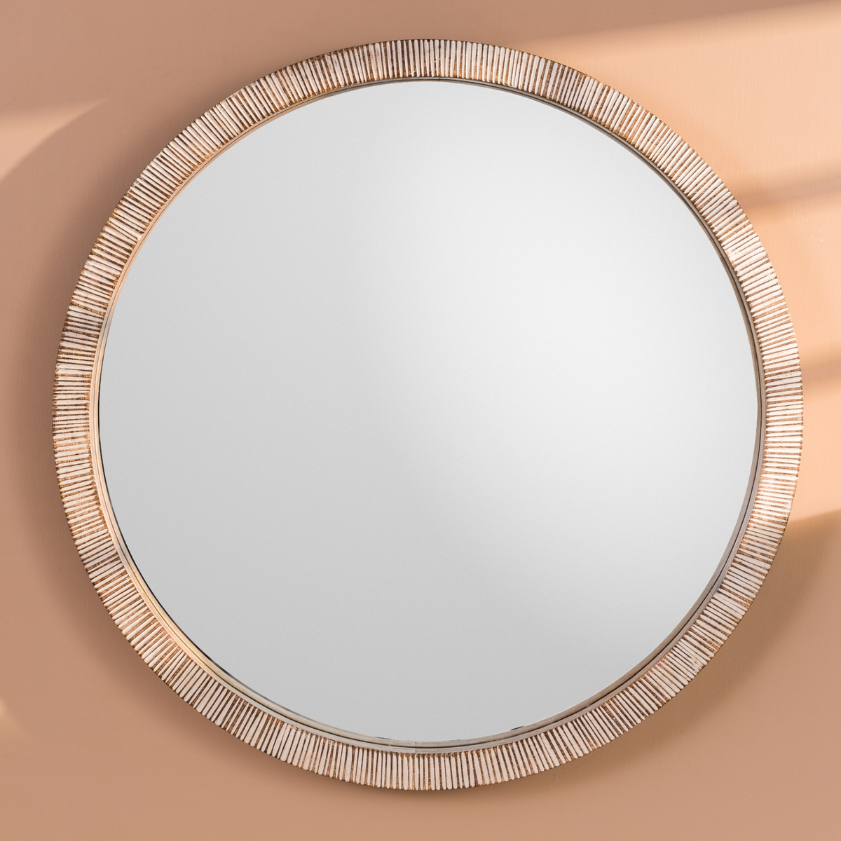 Ribbed Wood Mirror
