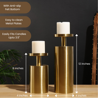 Gold Pillar Candle Stands, Set of 2 — thumbnail