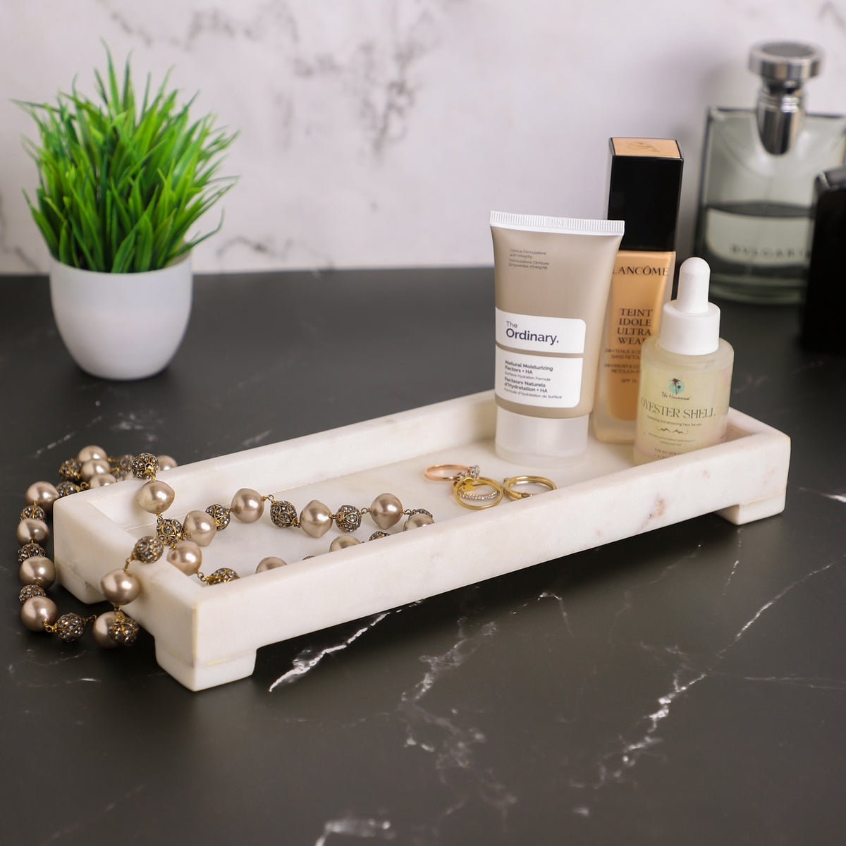 Handcrafted Marble Tray for Vanity, Bathroom & Home Decor