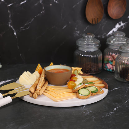 Marble & Acacia wood Charcuterie Board with Cutlery