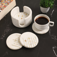 Marble & Mother-of-Pearl Coasters with Brass Inlay — thumbnail
