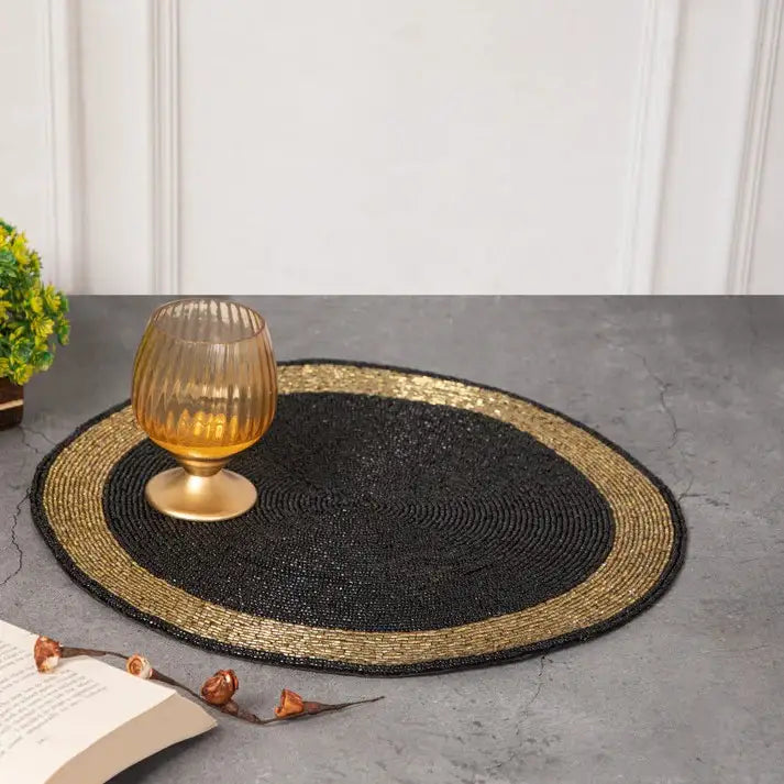 Black & Gold Glass Beads Placemats