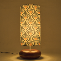 Mango Wood Table Lamp, Orange Zebra Fabric Shade - RIO Collection — thumbnail