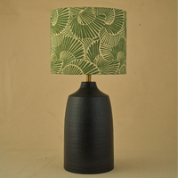 Black Metal Table, Mango Silk Lily Leaves Shade - RIO Collection — thumbnail