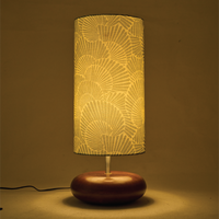 Mango Wood Table Lamp, Lily Leaves Mango Silk Shade - RIO Collection — thumbnail