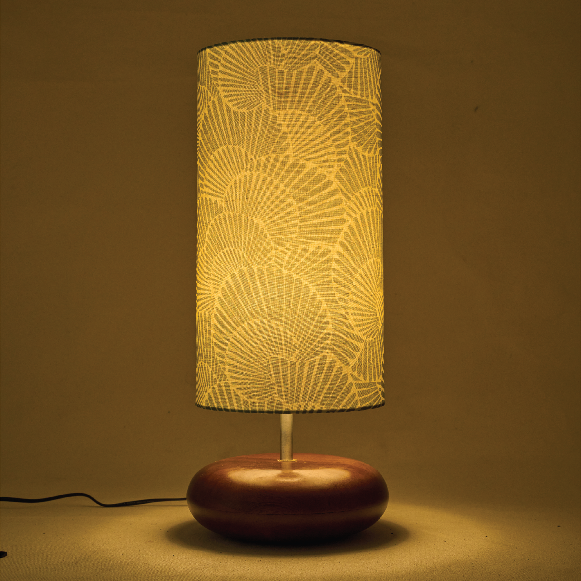 Mango Wood Table Lamp, Lily Leaves Mango Silk Shade - RIO Collection