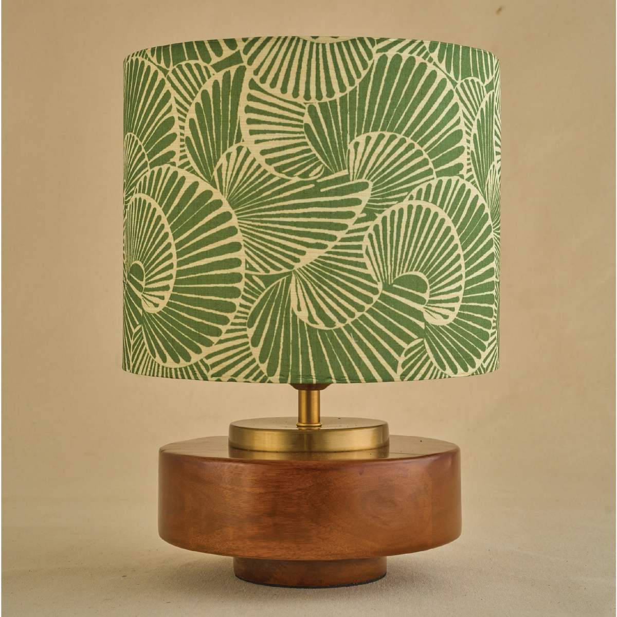 Mango Wood Table Lamp, Lily Leaves Mango Silk Shade - RIO Collection