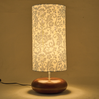 Mango Wood Table Lamp, English Country Fabric Shade - RIO Collection — thumbnail