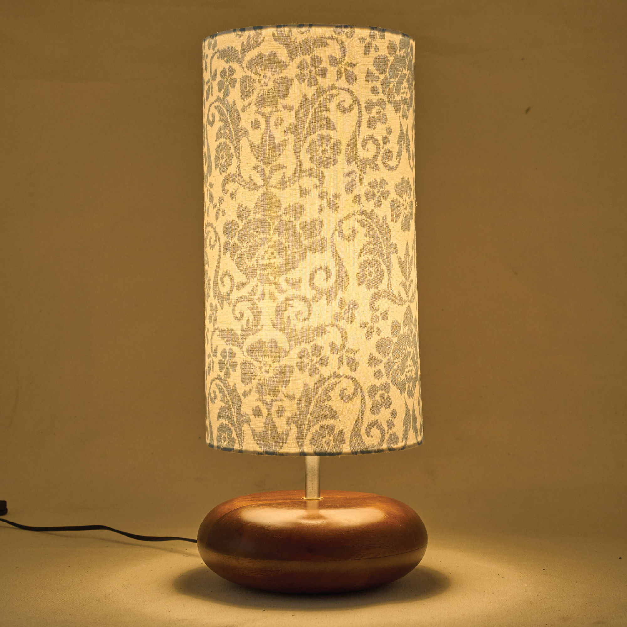 Mango Wood Table Lamp, English Country Fabric Shade - RIO Collection