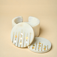 Marble & Mother-of-Pearl Coasters with Brass Inlay — thumbnail