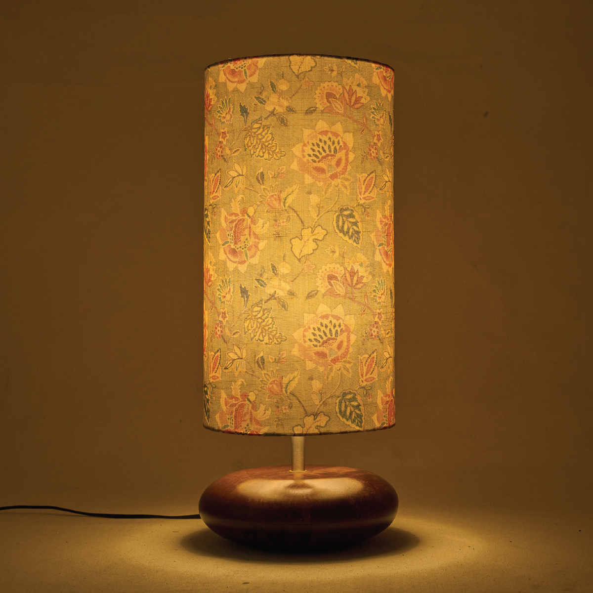 Mango Wood Table Lamp, Persian Flowers Shade - RIO Collection