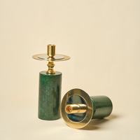 Green Marble Candle Stands, Set of 2 — thumbnail