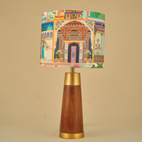 Mango Wood Table Lamp, Maharani Mango Silk Shade - RIO Collection — thumbnail