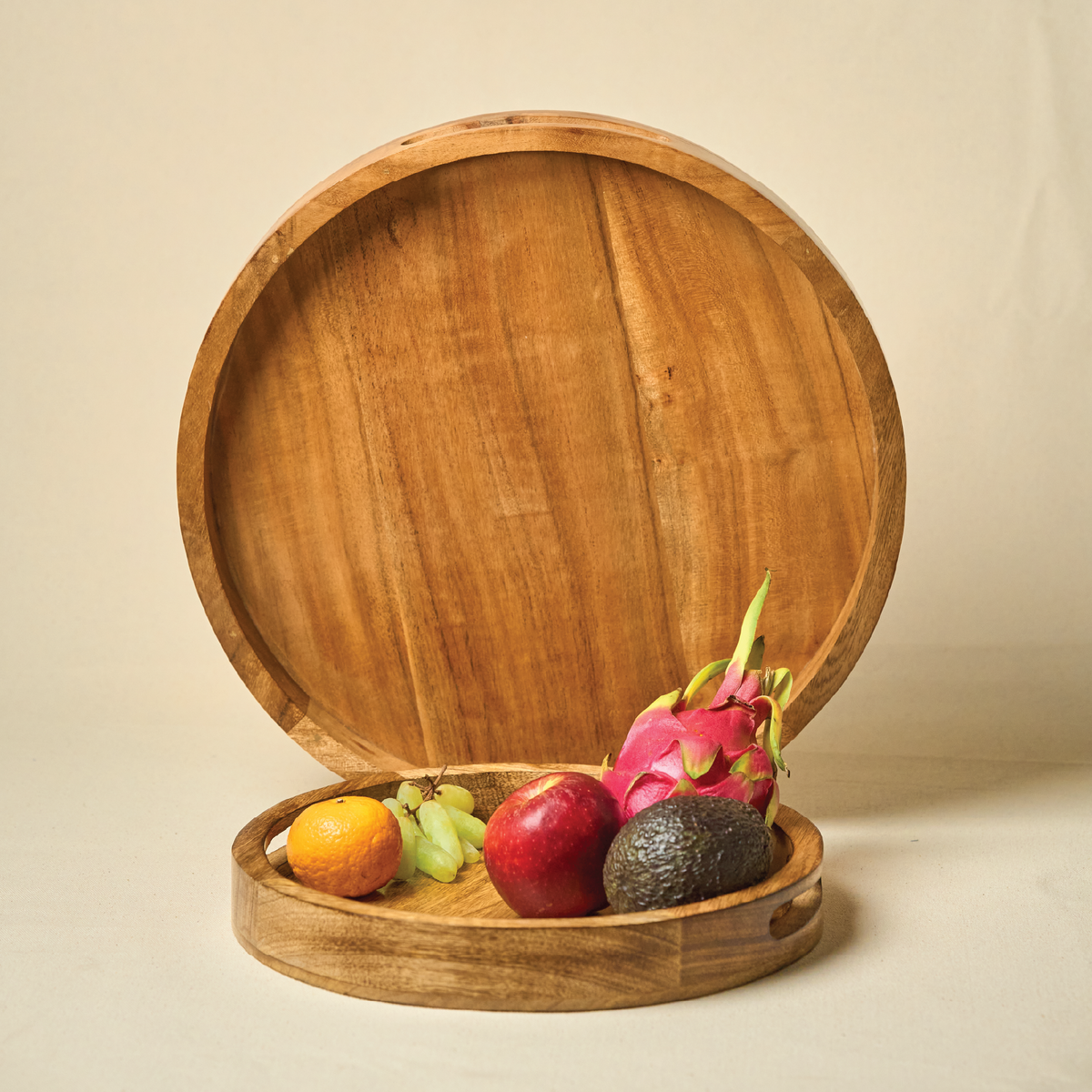 Wooden Round Trays - Set of 2