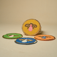 Honey Bee Coaster Set – Handcrafted Wooden Drink Mats for Tables — thumbnail