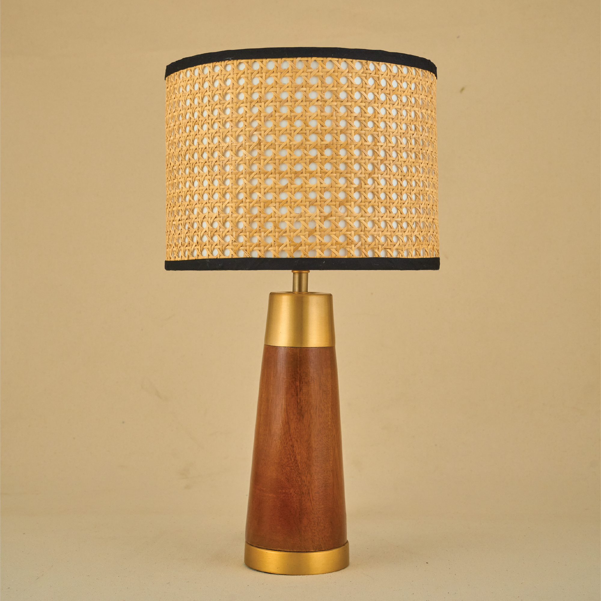 Mango Wood Table Lamp, Natural Rattan Shade  – A Masterpiece of Elegance from the RIO Collection