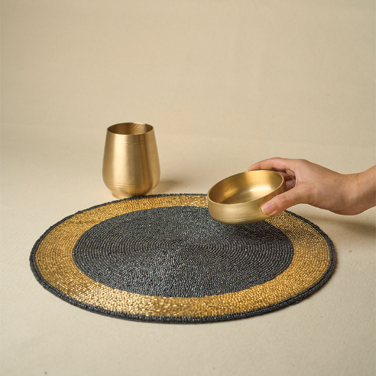 Black & Gold Glass Beads Placemats