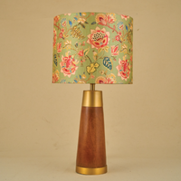 Mango Wood Table Lamp, Persian Flowers Mango Silk Shade - RIO Collection — thumbnail