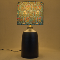 Metal Table Lamp, Teal GarlanBlack ds Fabric Shade - RIO Collection — thumbnail