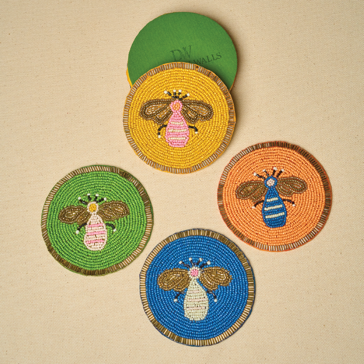 Honey Bee Coaster Set – Handcrafted Wooden Drink Mats for Tables